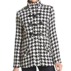 Rampage Maddy Toggle Black and White Houndstooth Women's Coat Sz L
